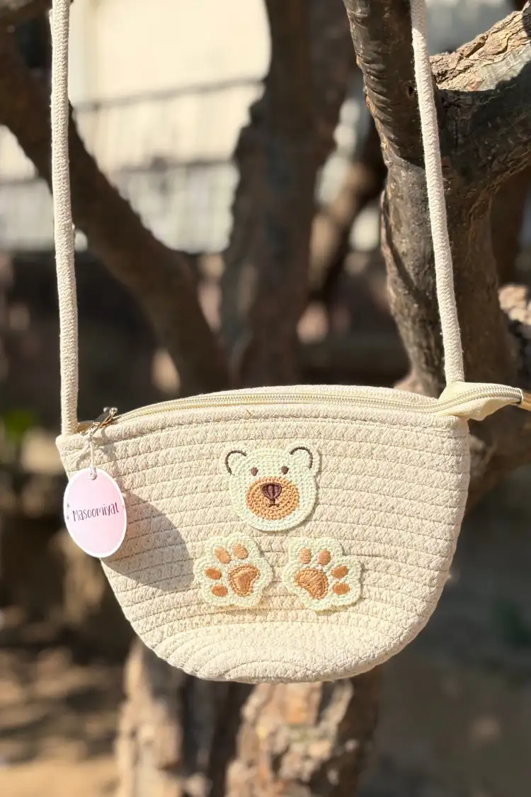 Masoomiyat Cute Teddy Kids Biege Sling Bag - Image 2