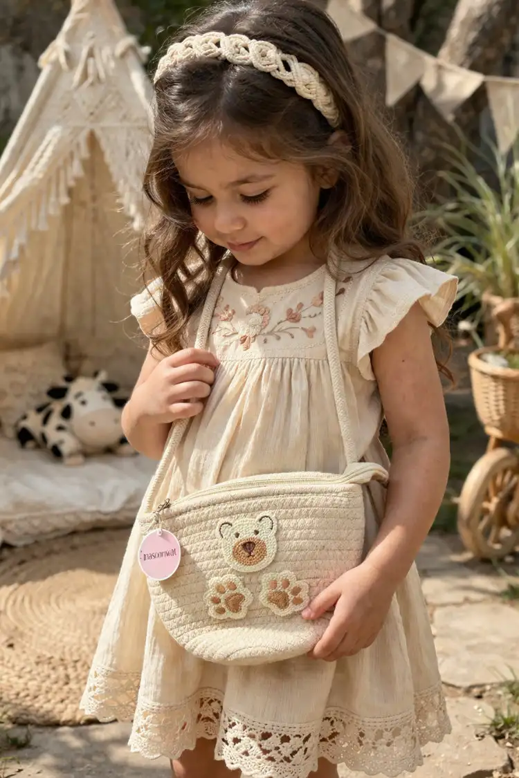 Masoomiyat Cute Teddy Kids Biege Sling Bag