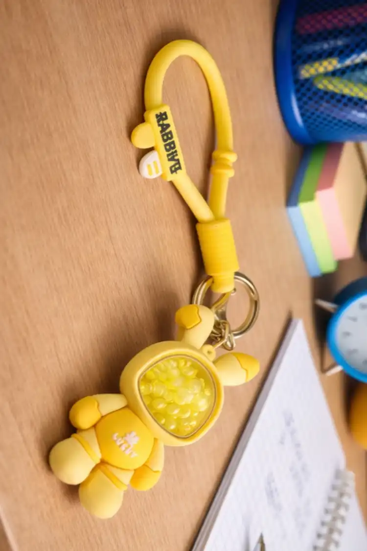 Masoomiyat Lucky Yellow Bunny Liquid Beads Keychain Charm - Image 2