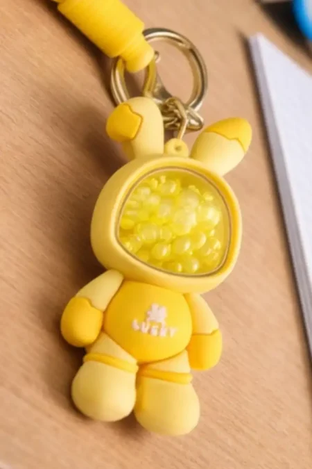 Masoomiyat Lucky Yellow Bunny Liquid Beads Keychain Charm