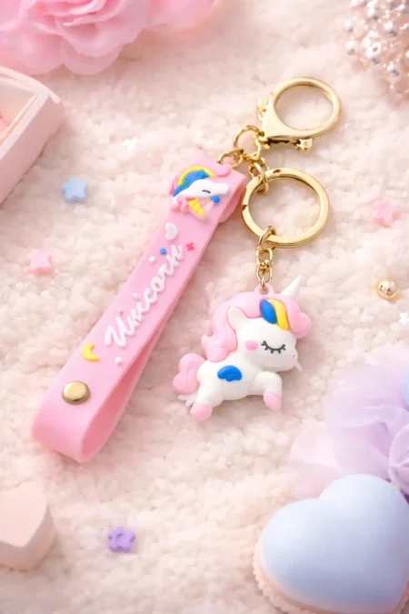 Masoomiyat Pink Unicorn Silicone Keychain Charm