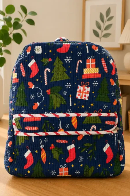 Masoomiyat Handblock Winter Wonderland Kids Quilted Backpack