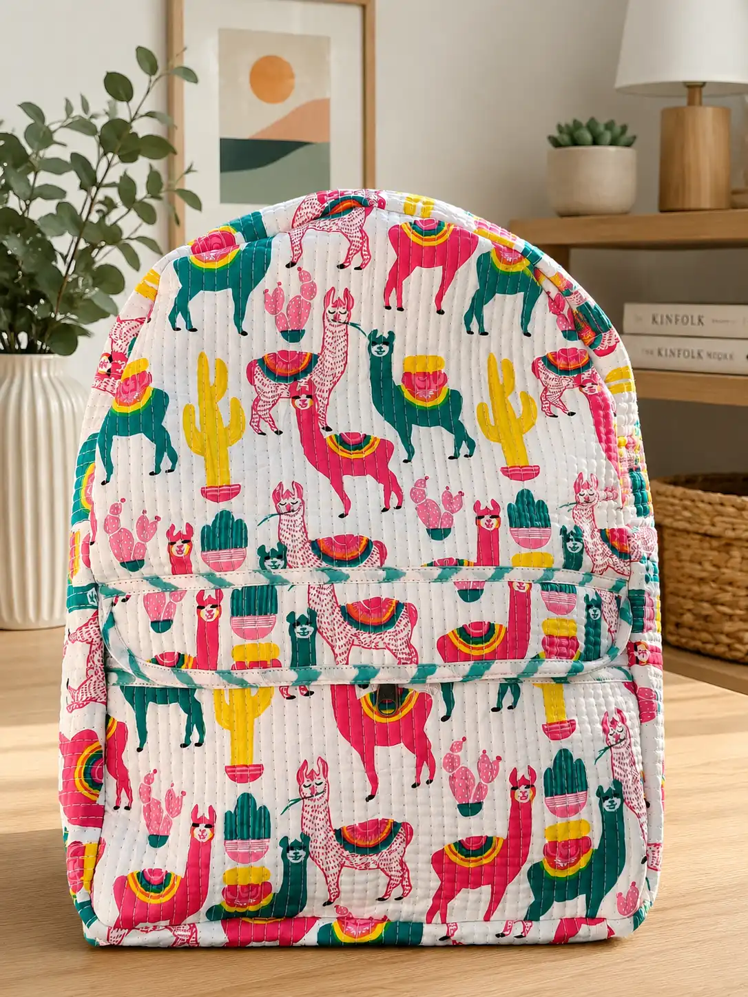 Masoomiyat Handblock Happy Llamas Backpack