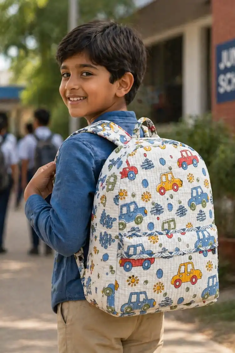 Masoomiyat Little Wheels Kids Quilted Backpack - Image 2