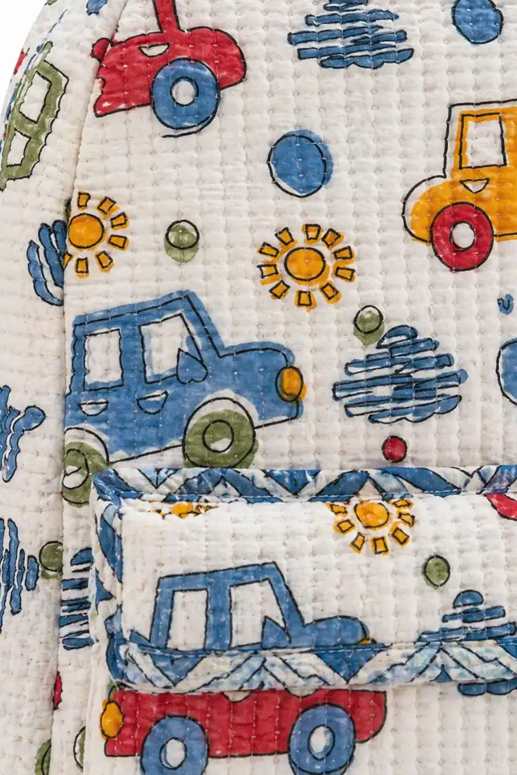 Masoomiyat Little Wheels Kids Quilted Backpack - Image 3