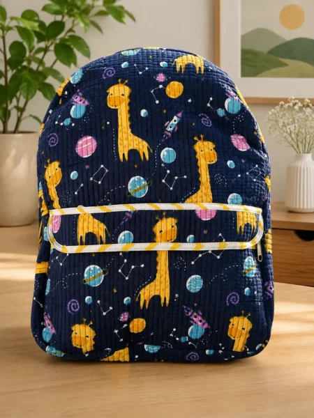 Masoomiyat Handblock Galaxy Giraffe Kids Quilted Backpack