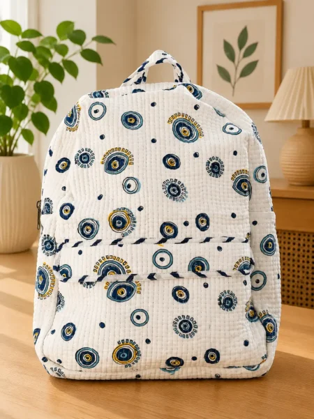 Masoomiyat Handblock Lucky Nazar Kids Quilted Backpack